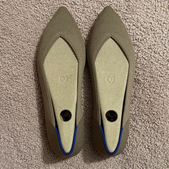 Rothy's Shoes - Rothy’s The Point II Stylish Tan Flats with Blue Accents
